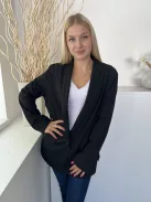 Primark (M) Fekete Elől Gombos, Zsebes Bélelt, Vászon Anyagú Kabát