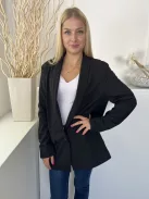 Primark (M) Fekete Elől Gombos, Zsebes Bélelt, Vászon Anyagú Kabát