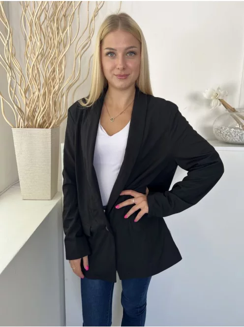 Primark (M) Fekete Elől Gombos, Zsebes Bélelt, Vászon Anyagú Kabát