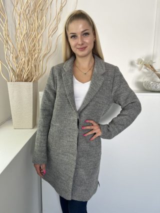   H&M (M) Szürke Elől Rejtett Gombolású, Zsebes 49% Gyapjú Alapanyagú Kabát