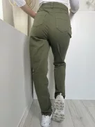 Primark (S) Khaki Elől Gombos, Zsebes Övtartós Nadrág