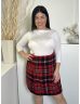  Papaya (L) Piros-Fekete Kockás, Hátul Cipzáros Bélelt, Szövet Szoknya