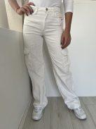 H&M (S) Fehér Elől Gombos, Oldalt Zsebes Övtertós, Farmer Nadrág