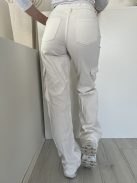 H&M (S) Fehér Elől Gombos, Oldalt Zsebes Övtertós, Farmer Nadrág