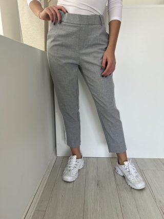   ZARA (S) Szürke Oldalt Fehér Díszcsíkos Hátul Gumisderekú, Övtartós Nadrág