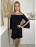   By Very (M) Fekete Ejtett Gumis Vállú Ujján Nyitott, Elől Díszvarrásos Ruha