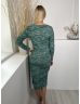   Primark (S) Zöld Anyagában Mintás, Kocka Kivágású Jersey Anyagú Ruha
