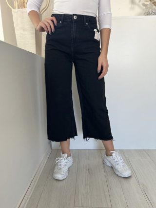   River Island (S) Fekete Elől Gombos, Zsebes Rojtos Aljú, Farmer Nadrág