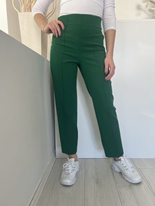   ZARA (S) Fűzöld Oldalt Cipzáros, Elől Élvarrásos Magasított Derekú Nadrág