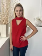 Lulu  Love (S) Piros Hátul Cipzáros, Mellnél Kivágott Vastag Anyagú Felső