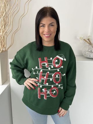   Primark (L) Fenyőzöld Elől Feliratos, Belül Enyhén Bolyhos Kerek Nyakú Pulóver