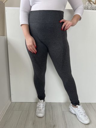   Dunnes (L) Grafitszürke Anyagában Mintás, Gumisderekú Rugalmas Anyagú Nadrág