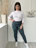 Next (L) Fekete Zöldeskék Foltmintás, Gumisderekú Rugalmas Anyagú Nadrág