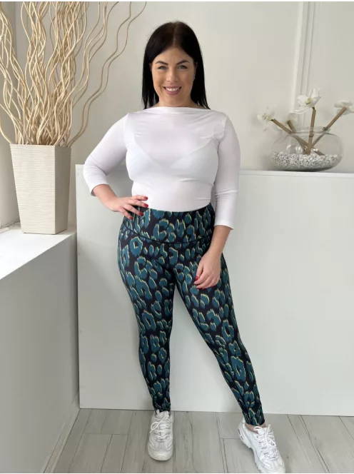 Next (L) Fekete Zöldeskék Foltmintás, Gumisderekú Rugalmas Anyagú Nadrág