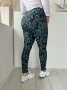 Next (L) Fekete Zöldeskék Foltmintás, Gumisderekú Rugalmas Anyagú Nadrág