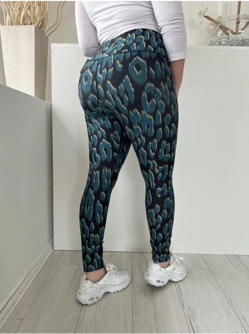 Next (L) Fekete Zöldeskék Foltmintás, Gumisderekú Rugalmas Anyagú Nadrág