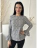  Savida (M) Szürke Kék-Ezüst Mintás, Tölcsér Ujjú Anyagában Csillogós Felső