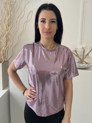   ÚJ H&M (S) Lila Csillogós Anyagú, Kerek Nyakú Bélés Nélküli Felső