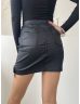   Denim (M) Fekete Elől Gombos, Anyagában Csillogós Díszzsebes, Gumírozott Anyagú Szoknya