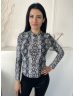  Shein (M) Szürke-Fehér Fekete Kígyóbőrmintás, Magasított Nyakú Rugalmas Anyagú Felső