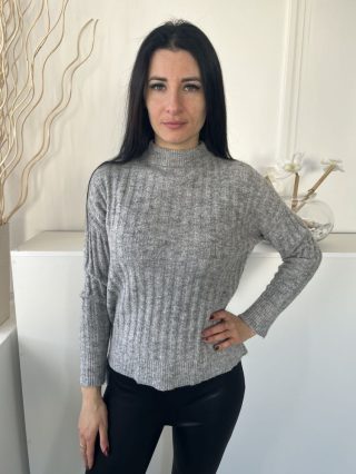   Primark (S) Szürke Anyagában Bordázott, Oldalt Sliccelt Magasított Nyakú, Kötött Felső