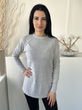   George (M) Világos Szürke Oldalt Sliccelt, Kerek Nyakú Kellemes Puha Anyagú Felső