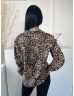  F&F (M) Barna-Sárga Fekete Leopárdmintás, Elől Végig Gombos Galléros Felső