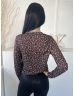   New Look (M) Barna Fekete Leopárdmintás, Elől Végig Gombos Alul Hullámos Szegélyű Felső
