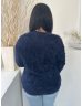   George (L) Sötétkék Anyagában Szőrös, Kerek Nyakú Rugalmas Anyagú Felső