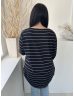  Bodyprints (L) Fekete Fehér Csíkos, Oldalt Ráncolt Hosszított Fazonú Felső