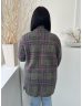   Hepburn (L) Khaki-Rózsaszín Kockás, Zsebes Kapocs Nélküli, Vastag Kötött Kardigán