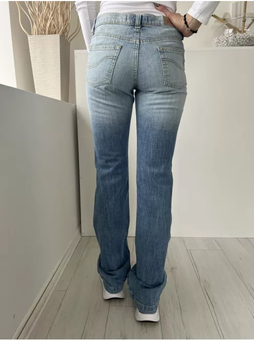 Bershka (S) Világoskék Elől Gombos, Zsebes Bőszárú, Farmer Nadrág