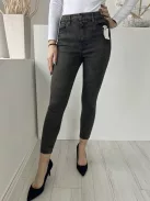 TopShop (S) Mocsárzöld Elől Gombos, Zsebes Szűkített Szárú, Farmer Nadrág