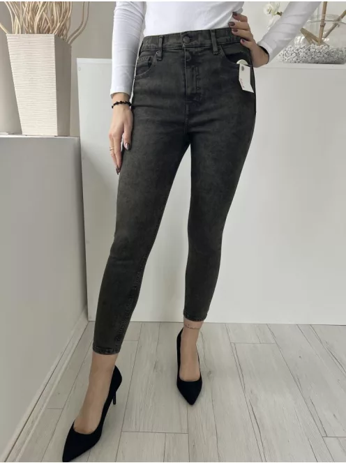 TopShop (S) Mocsárzöld Elől Gombos, Zsebes Szűkített Szárú, Farmer Nadrág
