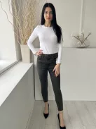 TopShop (S) Mocsárzöld Elől Gombos, Zsebes Szűkített Szárú, Farmer Nadrág