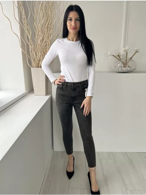 TopShop (S) Mocsárzöld Elől Gombos, Zsebes Szűkített Szárú, Farmer Nadrág