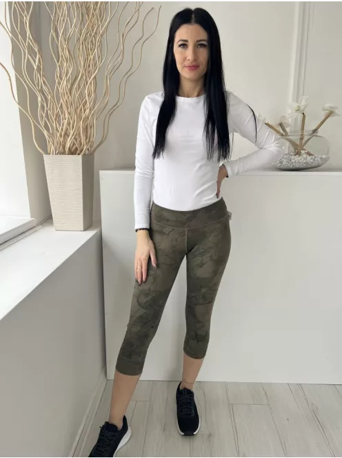 Reebok (S) Khaki Márvány Mintás, Gumisderekú Rugalmas Anyagú, Rövidszárú Nadrág