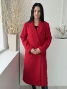 Primark (M) Piros Elől Gombos, Galléros Zsebes, Szatén Bélésű, Filc Alapanyagú Kabát