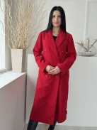 Primark (M) Piros Elől Gombos, Galléros Zsebes, Szatén Bélésű, Filc Alapanyagú Kabát