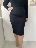 Karen Millen (L) Fekete Hátul Cipzáros, Sliccelt Deréban Díszvarrásos Szoknya