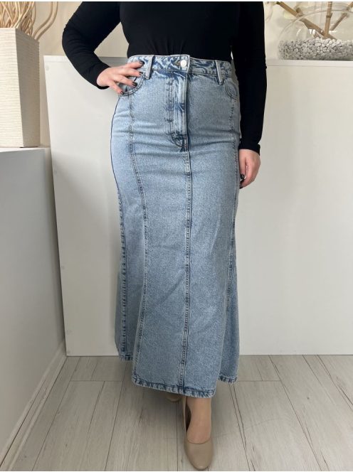 Primark (L) Kék Elől Gombos, Zsebes Övtartós, Farmer Szoknya