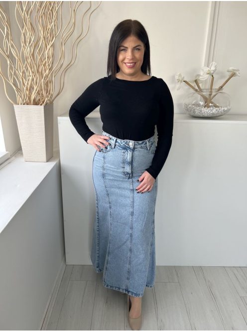 Primark (L) Kék Elől Gombos, Zsebes Övtartós, Farmer Szoknya