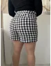  Primark (L) Fehér-Fekete Kockás, Oldalt Cipzáros Elől Díszgombos, Szatén Bélésű Rövidnadrág