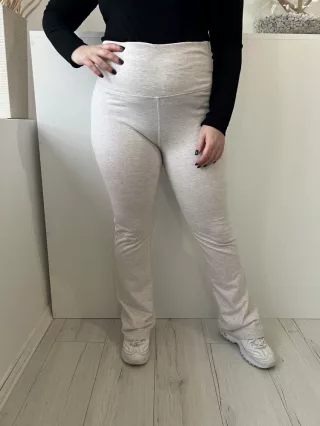   Primark (L) Drapp-Halvány Mályva Gumisderekú Trapézszárú, Rugalmas Anyagú Nadrág