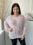 Roman (M) Színes Mintás Kerek Nyakú Denevérc Ujjú,Kötött Felső