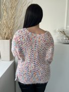 Roman (M) Színes Mintás Kerek Nyakú Denevérc Ujjú,Kötött Felső