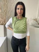 H&M (XXS) Zöld Mintás, Kerek Nyakú Rövid Derekú, Ujjatlan Felső