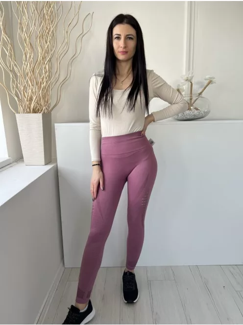  (M) Lila Anyagában Lyukacsos Mintás Gumisdeekú, Rugalmas Anyagú Nadrág