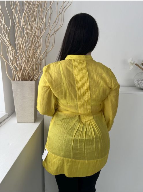 The Rose (M) Sárga Mélykivágású, Derékban Megkötős Mellnél Redőzött, Fényes Anyagú Felső