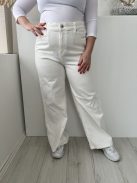 M&S (L) Fehér Elől Gombos, Zsebes Bőszárú, Farmer Nadrág